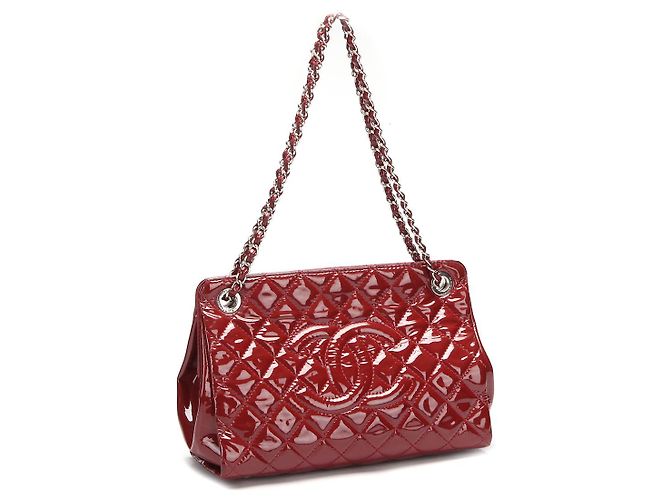 Chanel Große Einkaufstasche aus Lackleder Rot - Ansicht 2