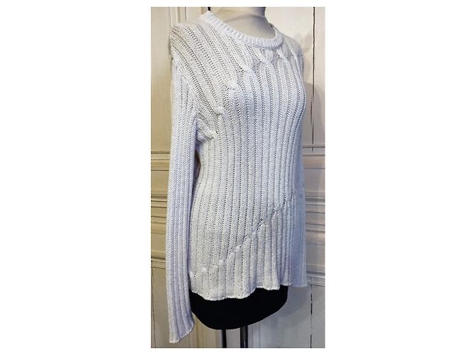 Cerruti 1881 CERRUTI STRICKPULLOVER TRENDY WOLLE LEINEN CREME EMERISE T 38/40/42 Aus weiß - Ansicht 2