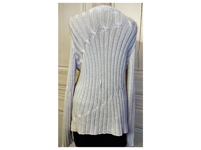 Cerruti 1881 CERRUTI STRICKPULLOVER TRENDY WOLLE LEINEN CREME EMERISE T 38/40/42 Aus weiß - Ansicht 4