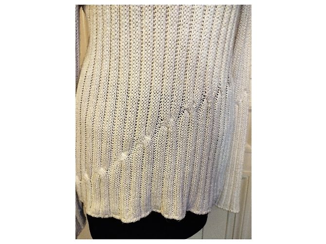 Cerruti 1881 CERRUTI STRICKPULLOVER TRENDY WOLLE LEINEN CREME EMERISE T 38/40/42 Aus weiß - Ansicht 6