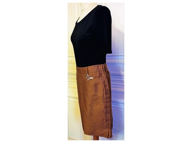 FALDA GUCCI FALDA SARGA BRONCE 12 BORDEES T 40 Cobre - vista 9