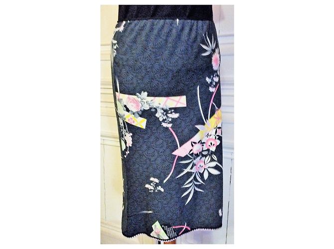 KENZO ASYMMETRISCHER BLUMENROCK ROCK T 38/40 Mehrfarben - Ansicht 8