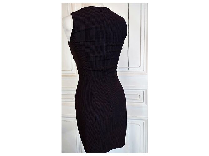 KENZO KLEID COUTURE COCKTAIL ABEND SCHOKOLADE BAYADERE BOW T 34/36 Dunkelbraun - Ansicht 6