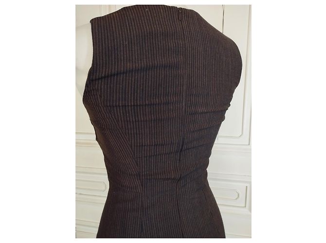 KENZO KLEID COUTURE COCKTAIL ABEND SCHOKOLADE BAYADERE BOW T 34/36 Dunkelbraun - Ansicht 7