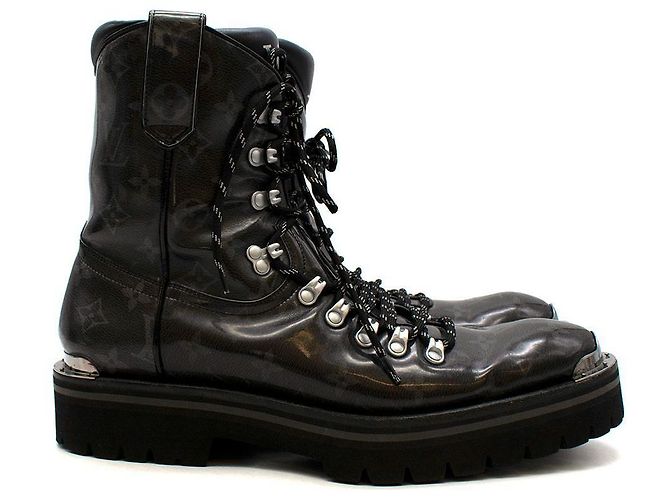 Louis Vuitton Verglaste Outland-Schnürstiefel mit Monogramm Schwarz - Ansicht 7