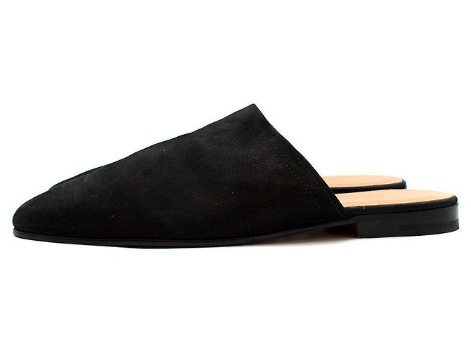 Hermès Pantofole in pelle scamosciata nera Nero - vista 4