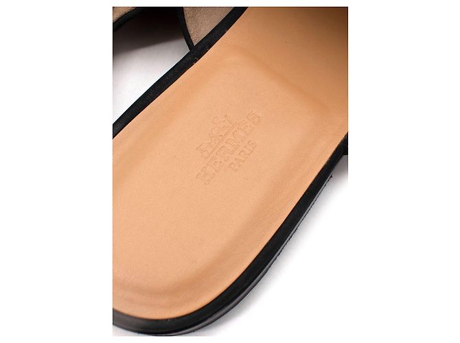 Hermès Pantofole in pelle scamosciata nera Nero - vista 6