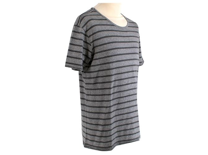 Dolce & Gabbana Grau gestreiftes T-Shirt aus Baumwolljersey - Ansicht 5