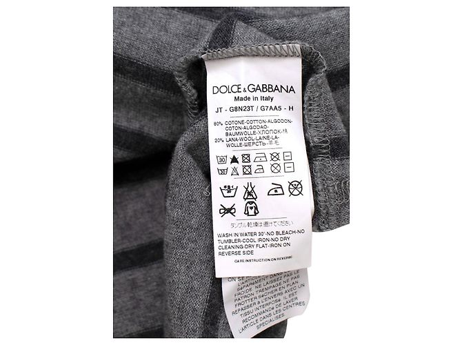 Dolce & Gabbana Grau gestreiftes T-Shirt aus Baumwolljersey - Ansicht 8