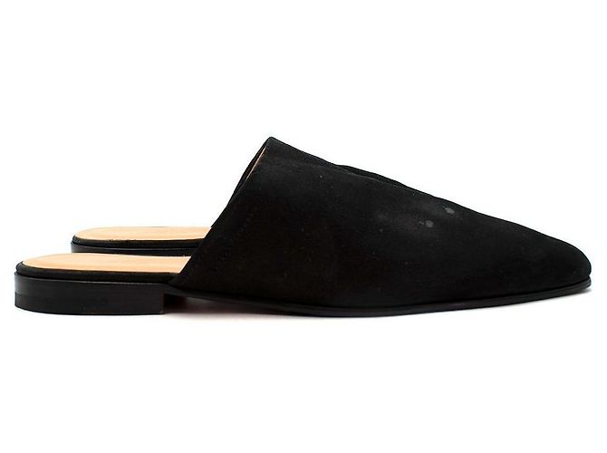 Hermès Pantofole in pelle scamosciata nera Nero - vista 3