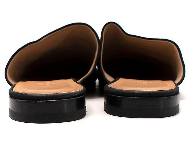 Hermès Pantofole in pelle scamosciata nera Nero - vista 5
