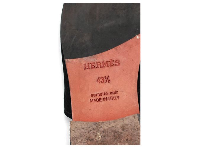 Hermès Pantofole in pelle scamosciata nera Nero - vista 9
