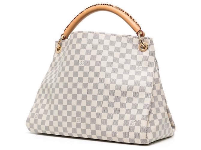 Borsa Louis Vuitton Artsy MM in Pelle Bianco Grigio - vista 2