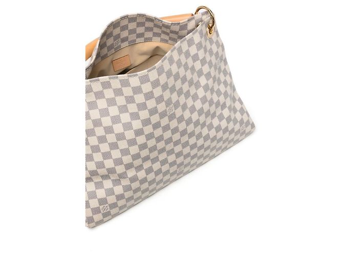 Borsa Louis Vuitton Artsy MM in Pelle Bianco Grigio - vista 3