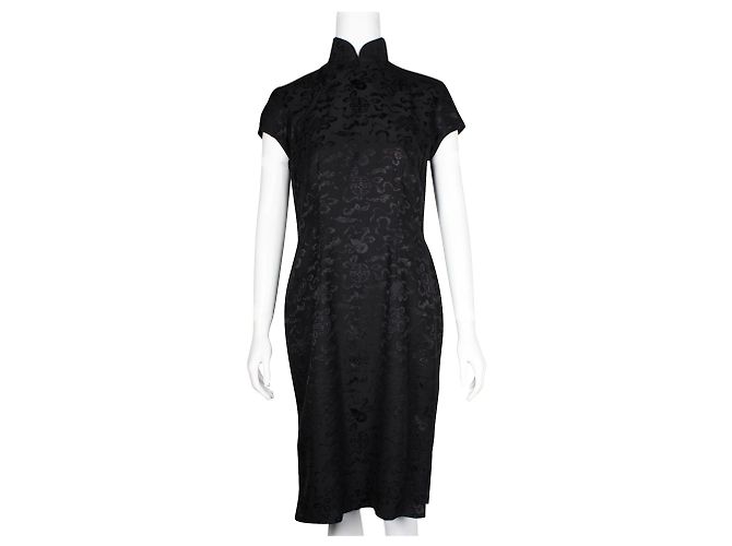 Shanghai Tang Vestido Cheongsam De Seda Negro - vista 2