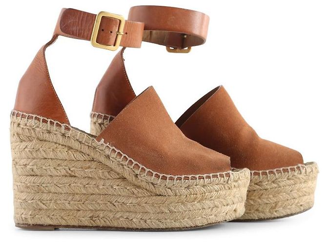 Chloé Sandali con zeppa espadrillas in pelle scamosciata marrone chiaro Chloe - vista 2