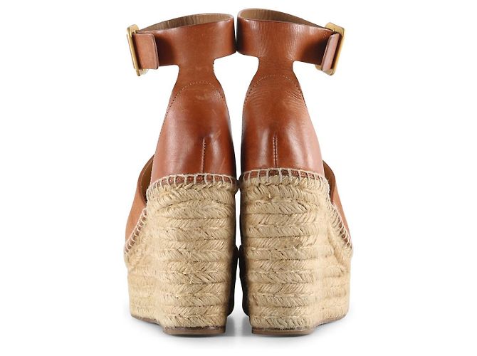 Chloé Sandali con zeppa espadrillas in pelle scamosciata marrone chiaro Chloe - vista 4