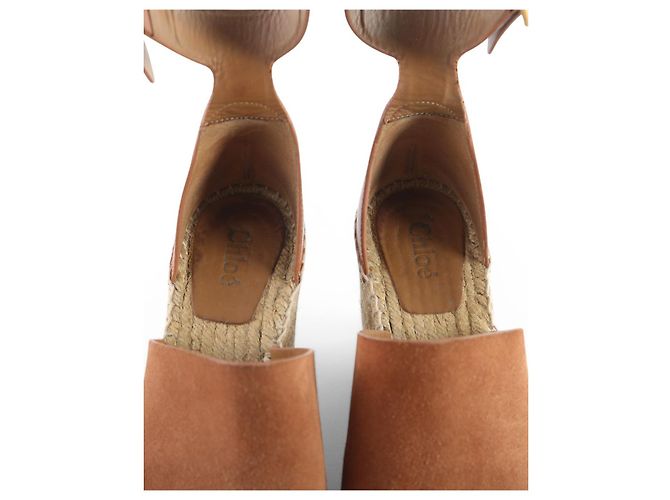 Chloé Sandali con zeppa espadrillas in pelle scamosciata marrone chiaro Chloe - vista 6