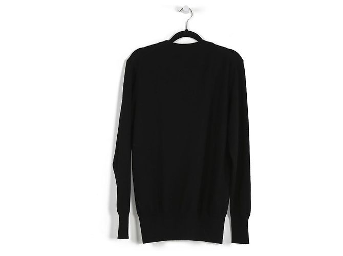 Markus Lupfer Pullover aus schwarzer Merinowolle mit paillettenbesetzten Lippen - Ansicht 2