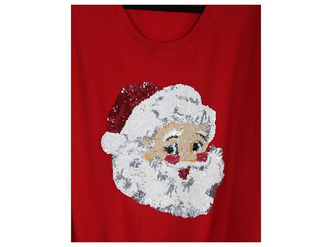 Markus Lupfer Rote Merinowolle mit Pailletten-Weihnachtsmann-Pullover - Ansicht 3