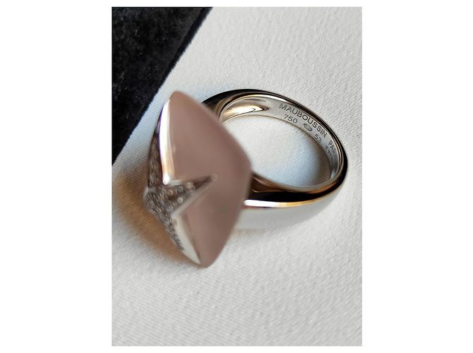 Anello Mauboussin Divine Star in oro bianco e quarzo rosa con diamante 0,18 ct Argento - vista 4