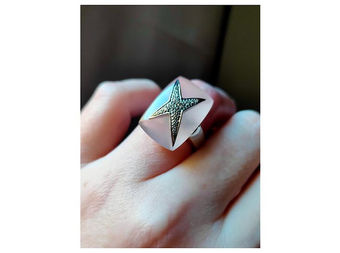 Anello Mauboussin Divine Star in oro bianco e quarzo rosa con diamante 0,18 ct Argento - vista 5