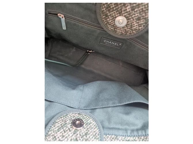 Timeless Chanel Deauville Handtasche Wolle Dunkelgrün - Ansicht 3