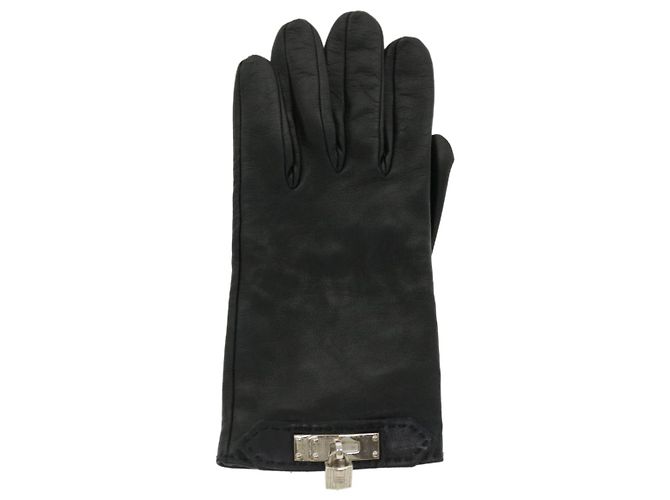Hermès HERMES Kelly Charm Handschuhe Leder 7 Schwarze Auth 35557 - Ansicht 12