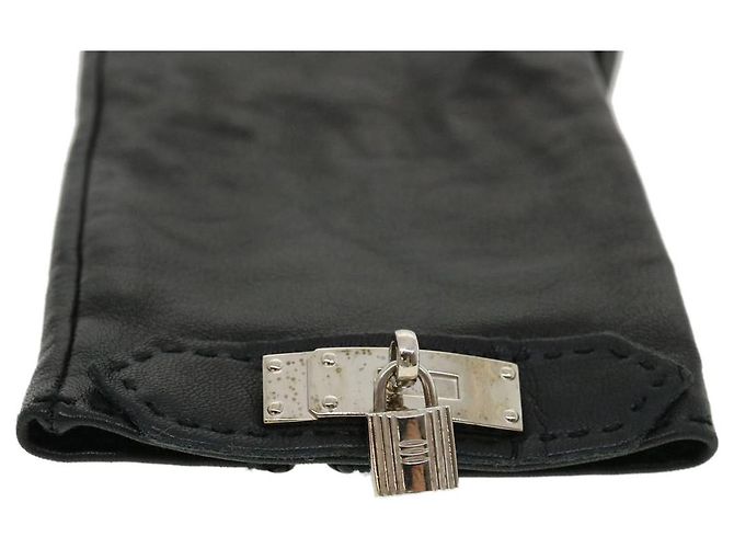 Hermès HERMES Kelly Charm Handschuhe Leder 7 Schwarze Auth 35557 - Ansicht 17