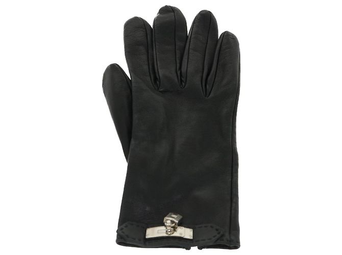 Hermès HERMES Kelly Charm Handschuhe Leder 7 Schwarze Auth 35557 - Ansicht 2