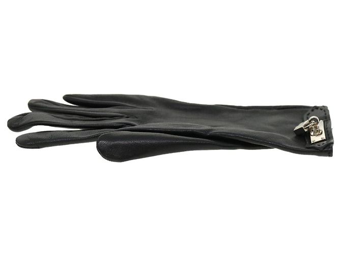 Hermès HERMES Kelly Charm Handschuhe Leder 7 Schwarze Auth 35557 - Ansicht 6