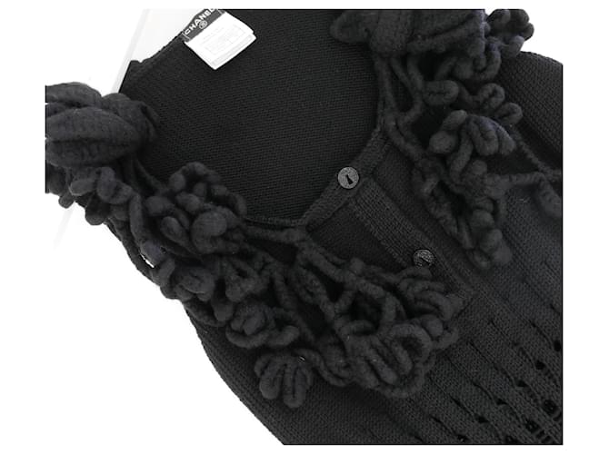 CHANEL Herbst 2007 Verzierter ärmelloser Pullover Schwarz - Ansicht 2
