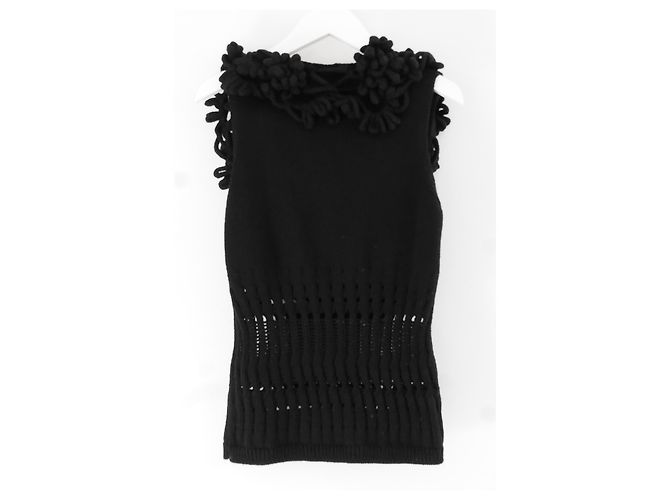 CHANEL Herbst 2007 Verzierter ärmelloser Pullover Schwarz - Ansicht 7