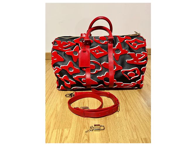 Abbesses Louis Vuitton Keepall 45 Urs fischer Nero Rosso - vista 11