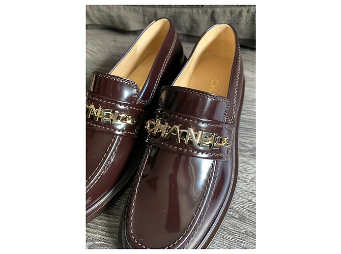 Mocassini Chanel Bordeaux in Vernice 37 Cognac - vista 10