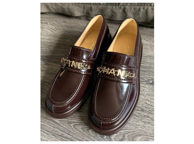 Mocassini Chanel Bordeaux in Vernice 37 Cognac - vista 2