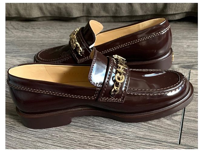 Mocassini Chanel Bordeaux in Vernice 37 Cognac - vista 4