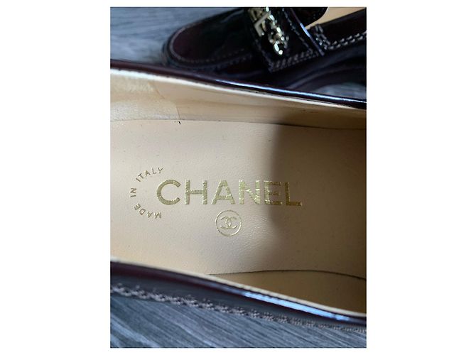 Mocassini Chanel Bordeaux in Vernice 37 Cognac - vista 9