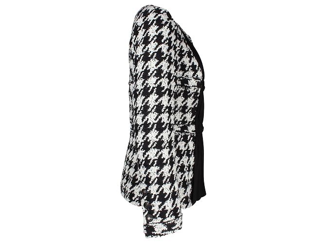 Chanel Houndstooth Button-Front Jacket in Black and White Acrylic - view 2