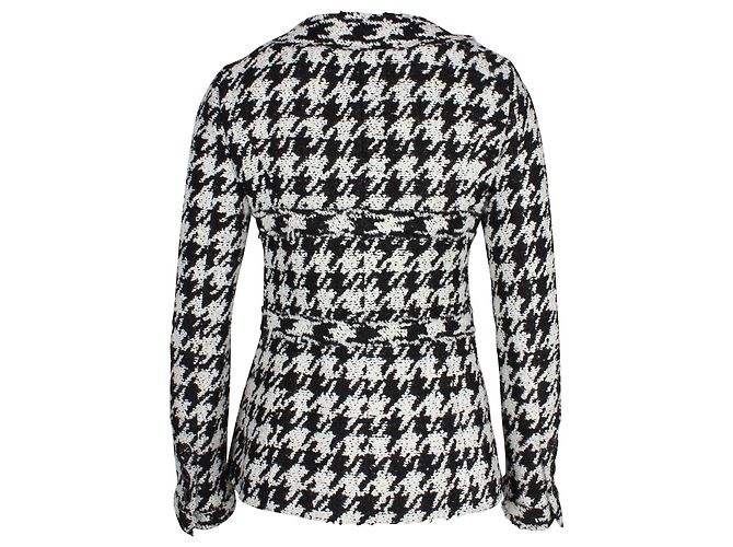 Chanel Houndstooth Button-Front Jacket in Black and White Acrylic - view 3