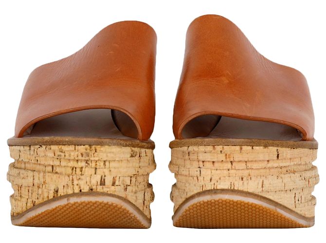 Chloé Mules con zeppa in pelle Camille marrone - vista 2