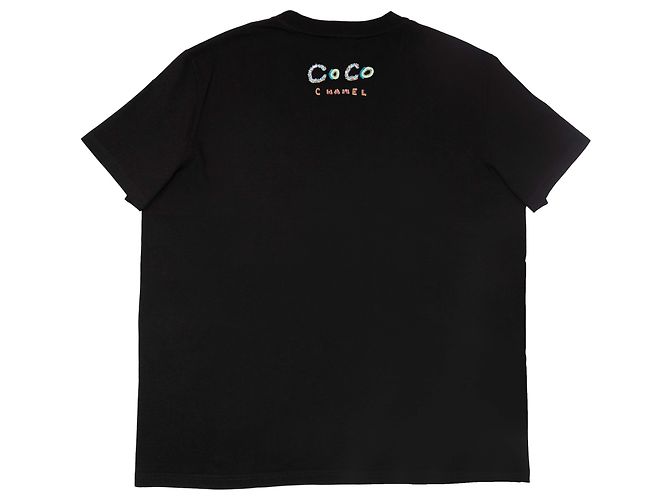 Timeless T-shirt nera in cotone decorata Chanel Chanel X Pharrell Nero - vista 2