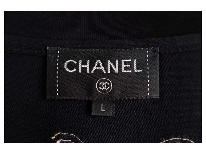 Timeless T-shirt nera in cotone decorata Chanel Chanel X Pharrell Nero - vista 5