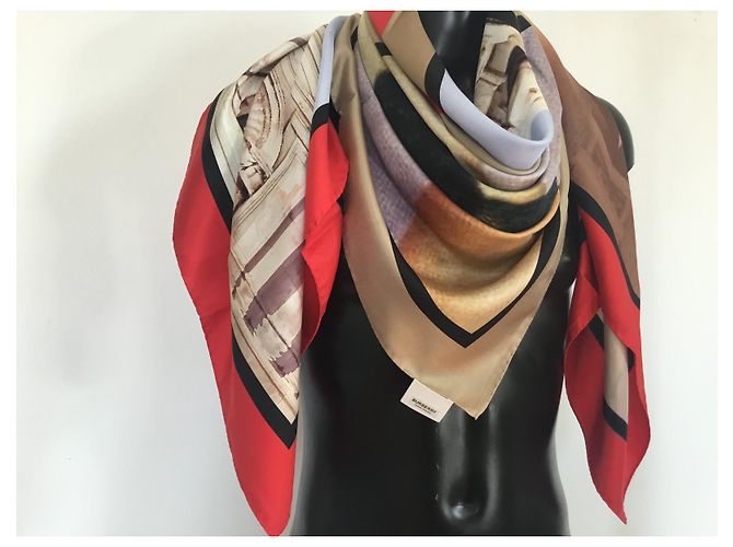 Scialle Burberry - 140 X 140 CENTIMETRO - 100% soie Multicolore - vista 4