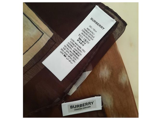 BURBERRY - Stola in Chiffon di Seta - 200 X 100 cm Marrone - vista 2