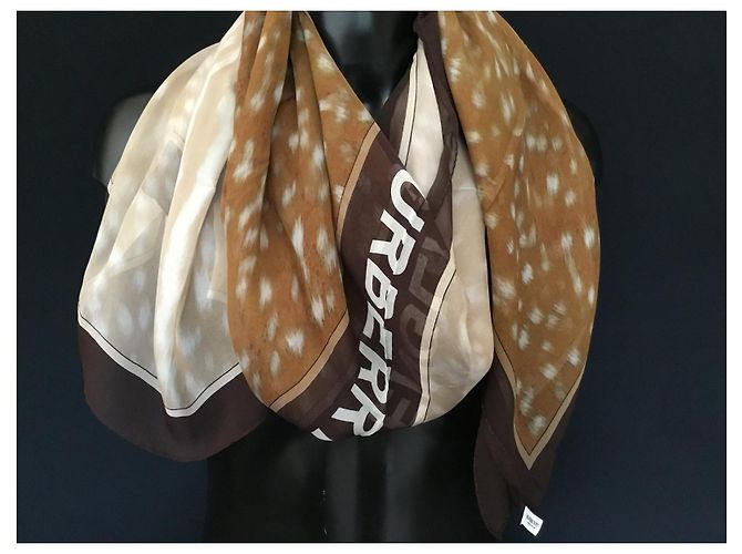 BURBERRY - Stola in Chiffon di Seta - 200 X 100 cm Marrone - vista 4