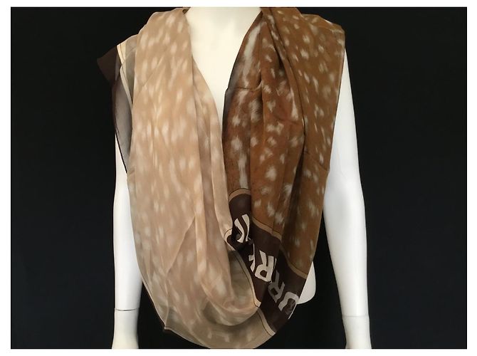 BURBERRY - Stola in Chiffon di Seta - 200 X 100 cm Marrone - vista 8