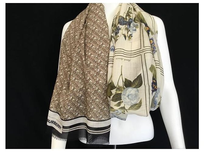 BURBERRY - Stola logo pianta - 220X65 CENTIMETRO - 50% soie 50% Multicolore - vista 11