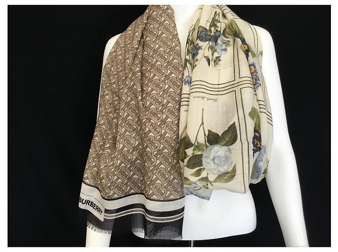 BURBERRY - Stola logo pianta - 220X65 CENTIMETRO - 50% soie 50% Multicolore - vista 12