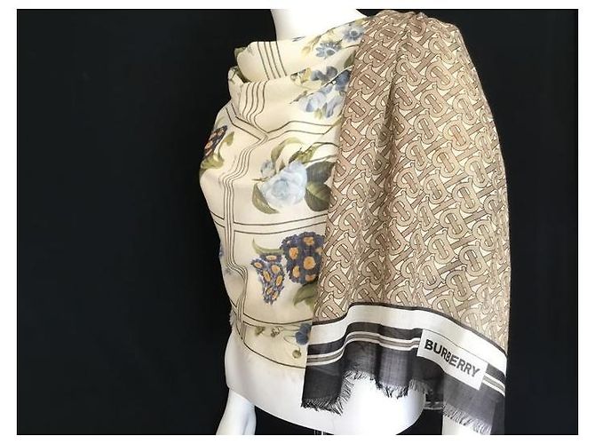 BURBERRY - Stola logo pianta - 220X65 CENTIMETRO - 50% soie 50% Multicolore - vista 3